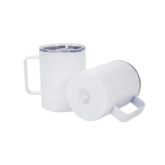 White stainless steel tumbler with handle 300ml for sublimation